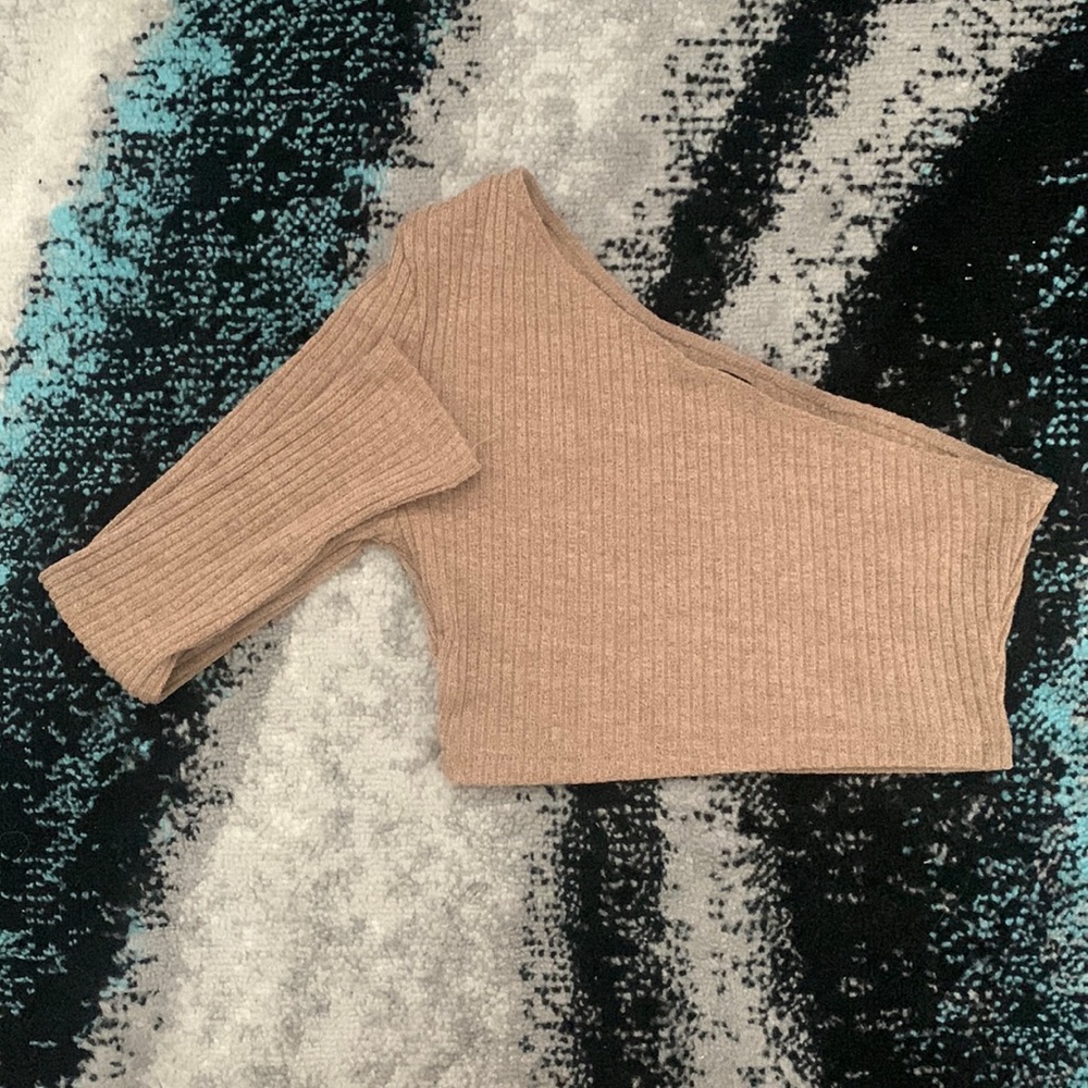 Asymmetrical Long Sleeve Crop Top